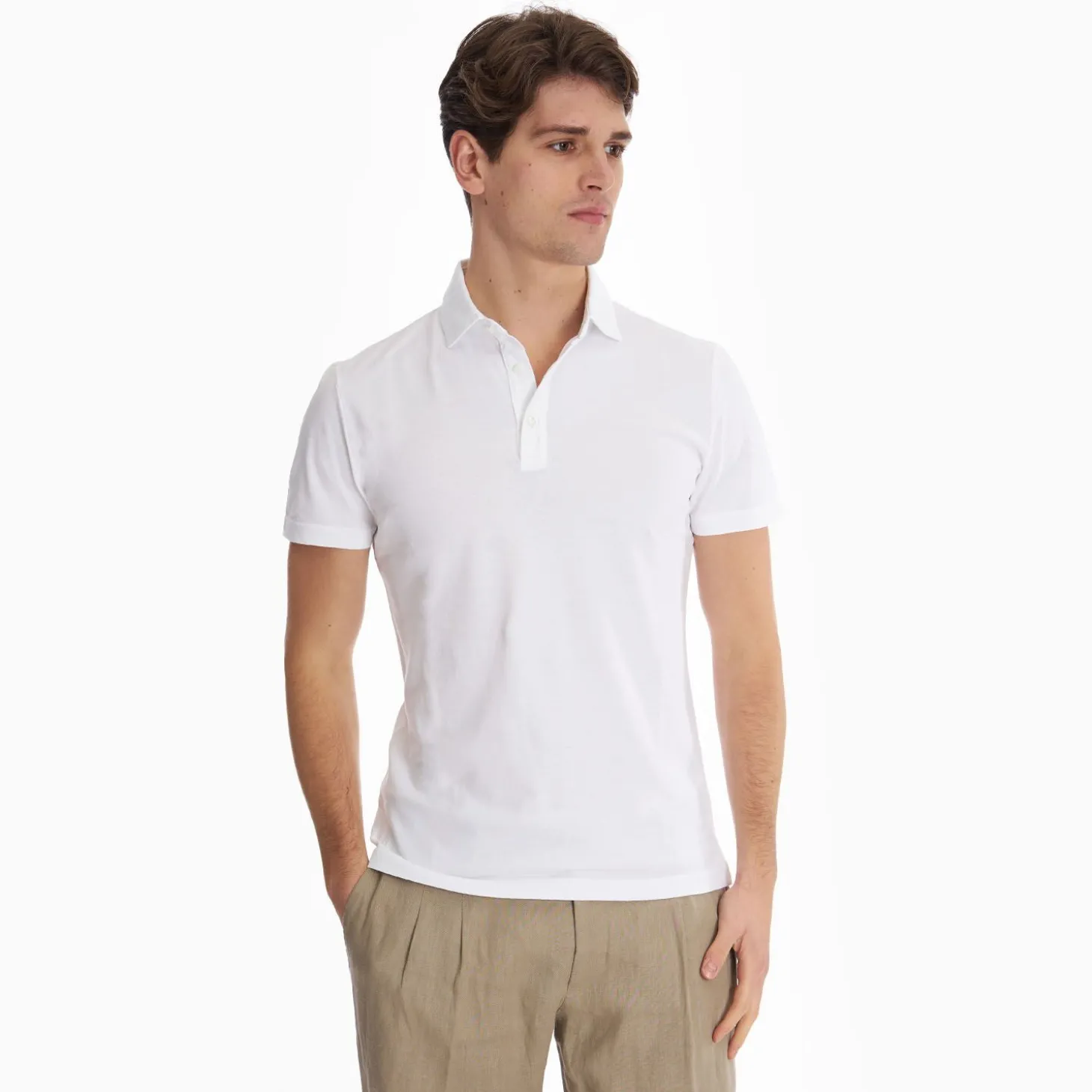 White Jersey Short Sleeve Polo Shirt