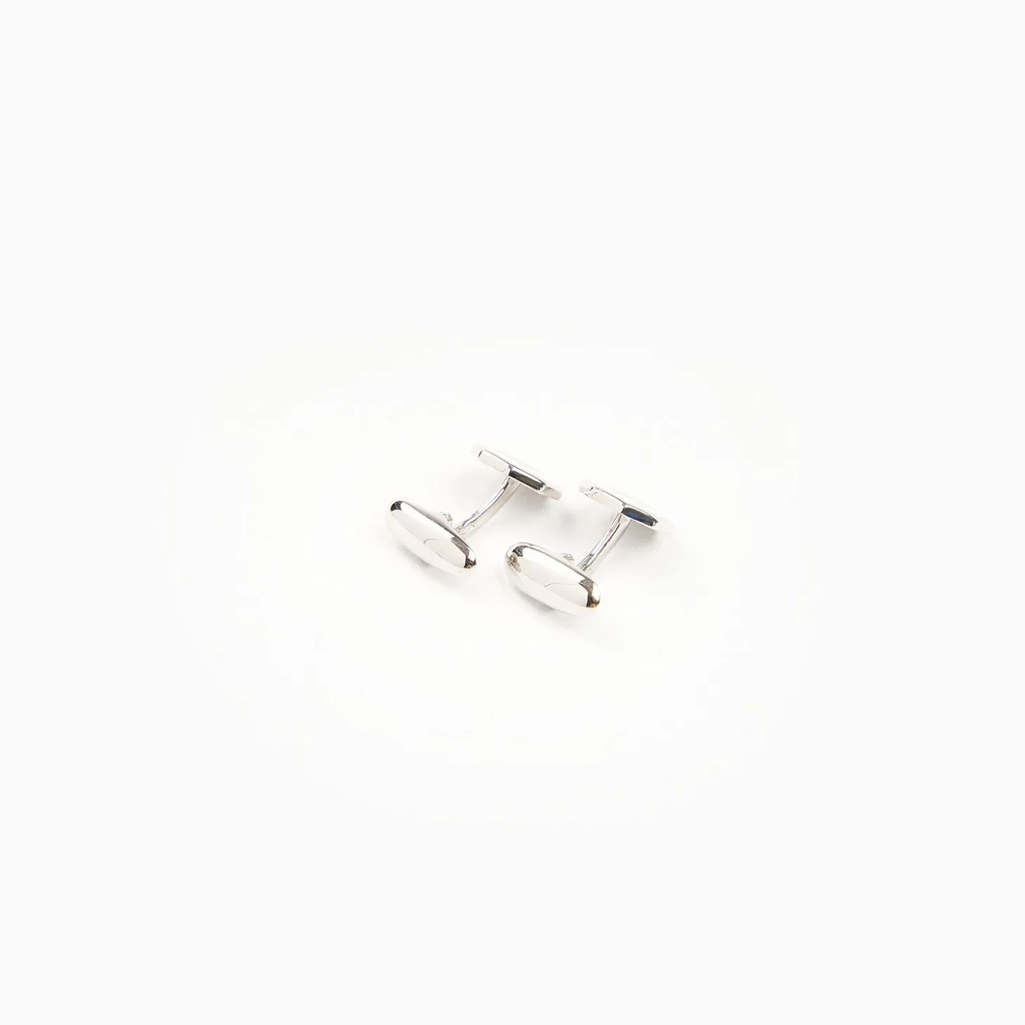 White Octagonal Cufflinks In Silver