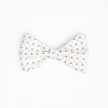 White Pre-Knotted Bowtie - Small Flower Pattern
