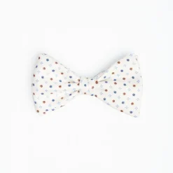 White Pre-Knotted Bowtie - Small Flower Pattern