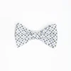 White Pre-Knotted Silk Bowtie - Small Flower Pattern