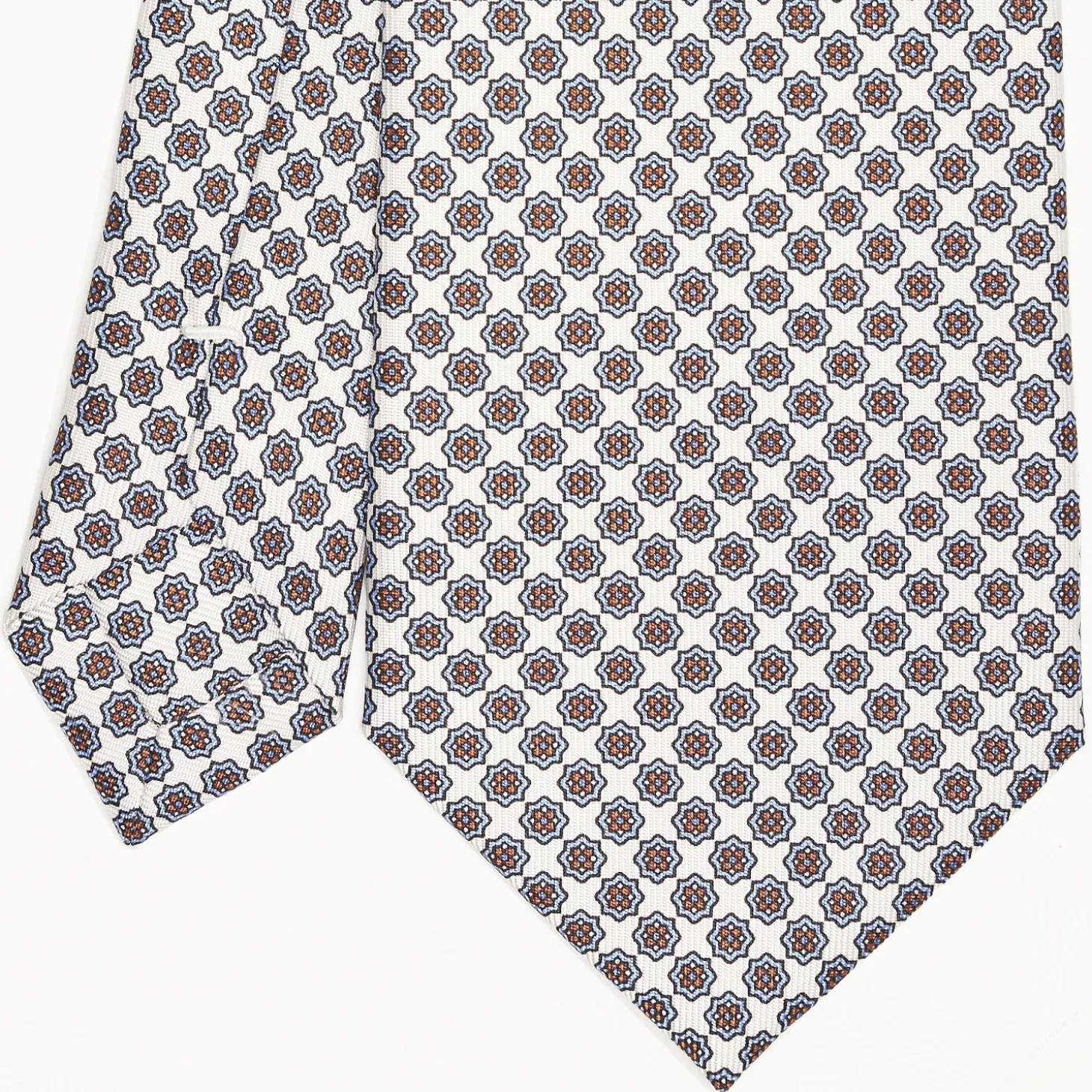 White Sartorial Classic Silk Tie Small Flower Pattern