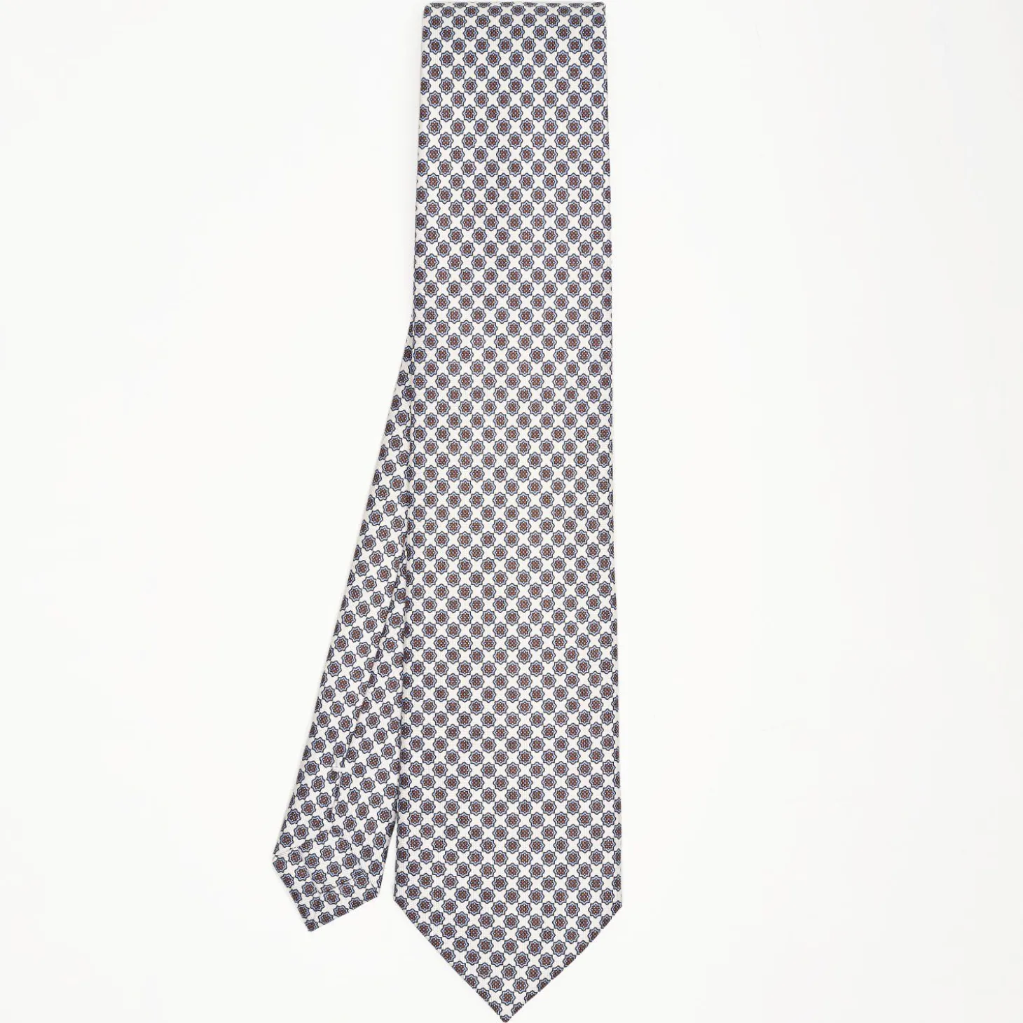 White Sartorial Classic Silk Tie Small Flower Pattern