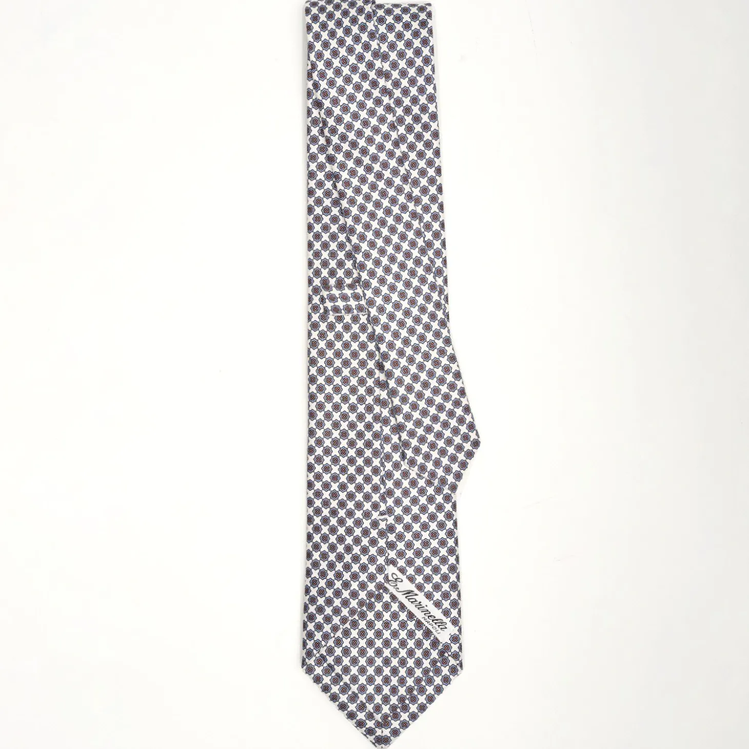 White Sartorial Classic Silk Tie Small Flower Pattern