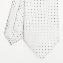 White Sartorial Classic Silk Tie Polka Dot Pattern