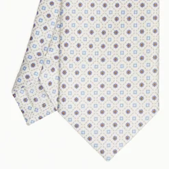 White Sartorial Classic Silk Tie Small Flower Pattern
