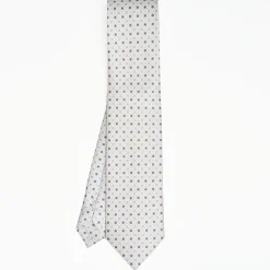 White Sartorial Classic Silk Tie Small Flower Pattern