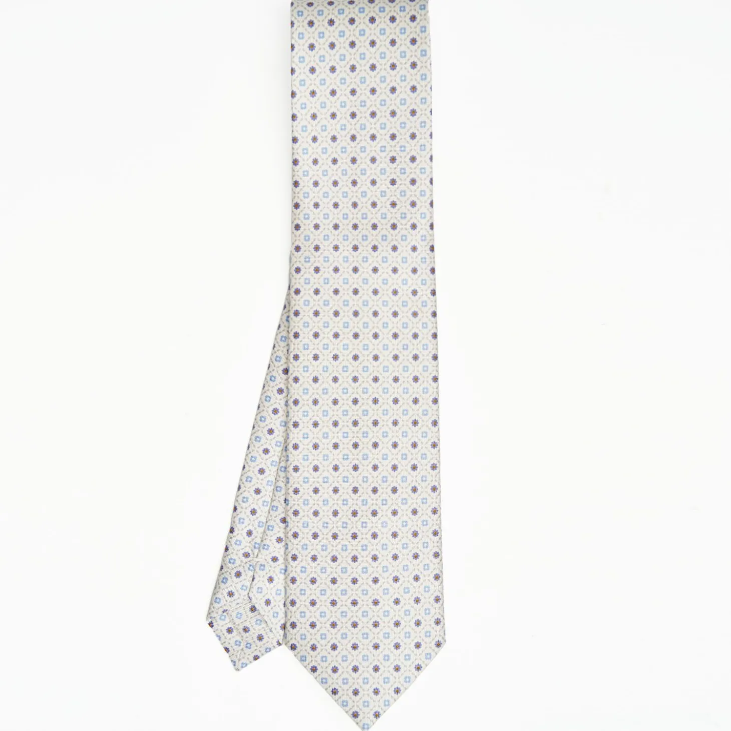 White Sartorial Classic Silk Tie Small Flower Pattern