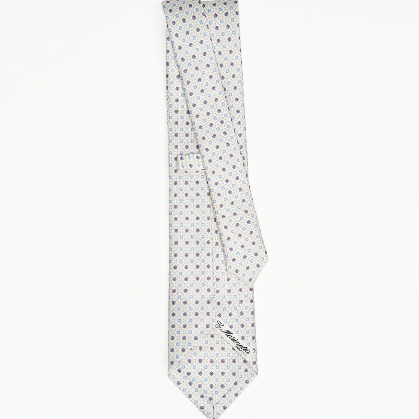 White Sartorial Classic Silk Tie Small Flower Pattern