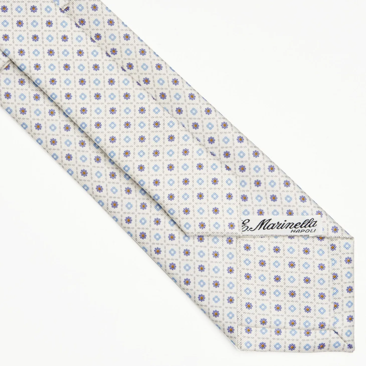 White Sartorial Classic Silk Tie Small Flower Pattern