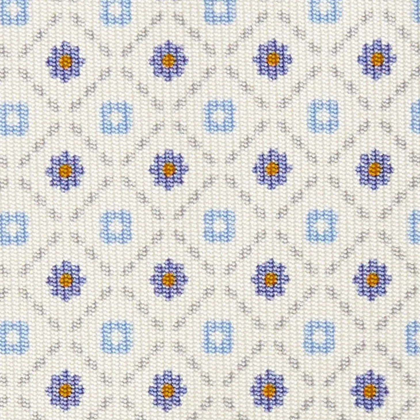 White Sartorial Classic Silk Tie Small Flower Pattern