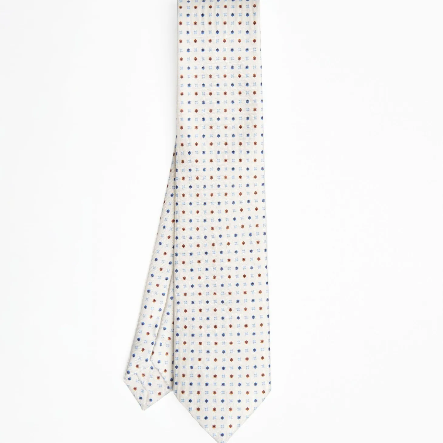 White Sartorial Classic Silk Tie - Small Flower Pattern