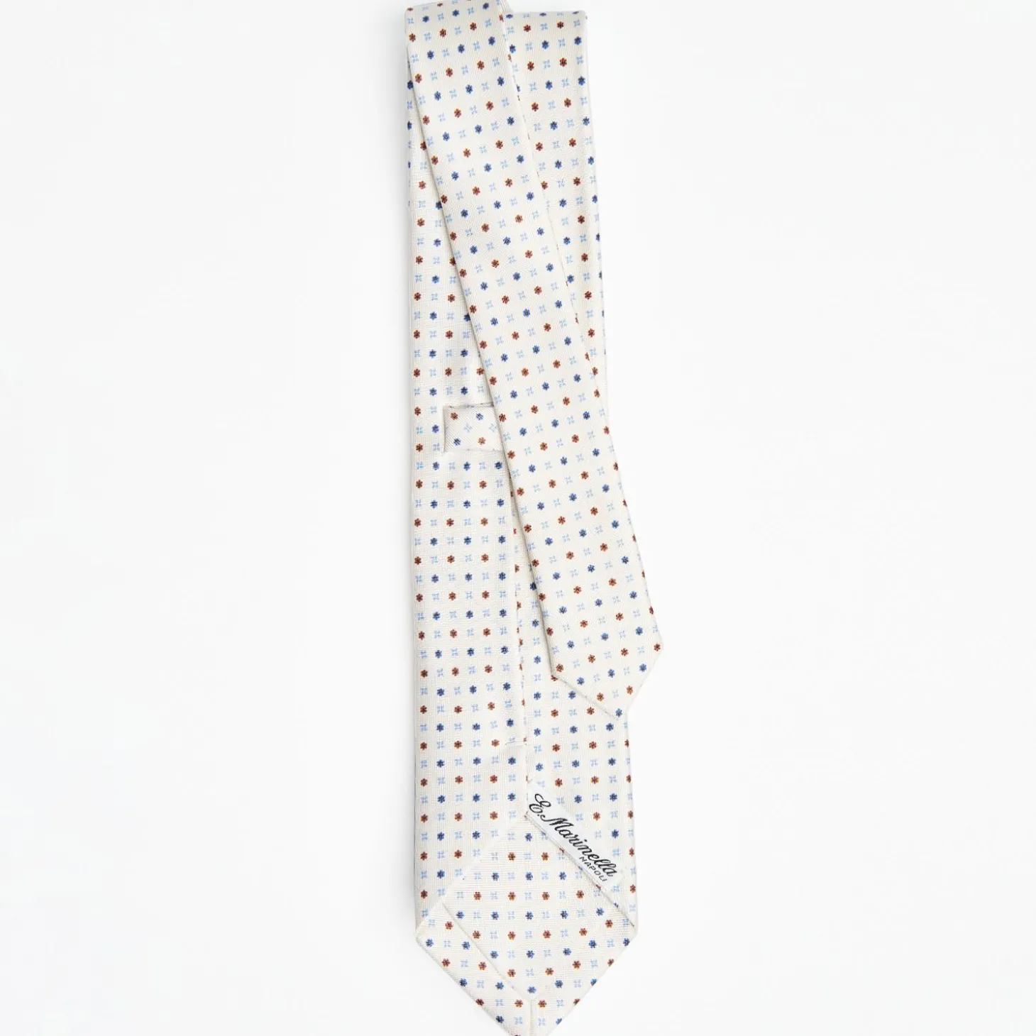 White Sartorial Classic Silk Tie - Small Flower Pattern