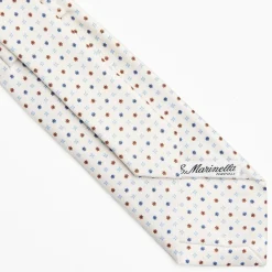 White Sartorial Classic Silk Tie - Small Flower Pattern