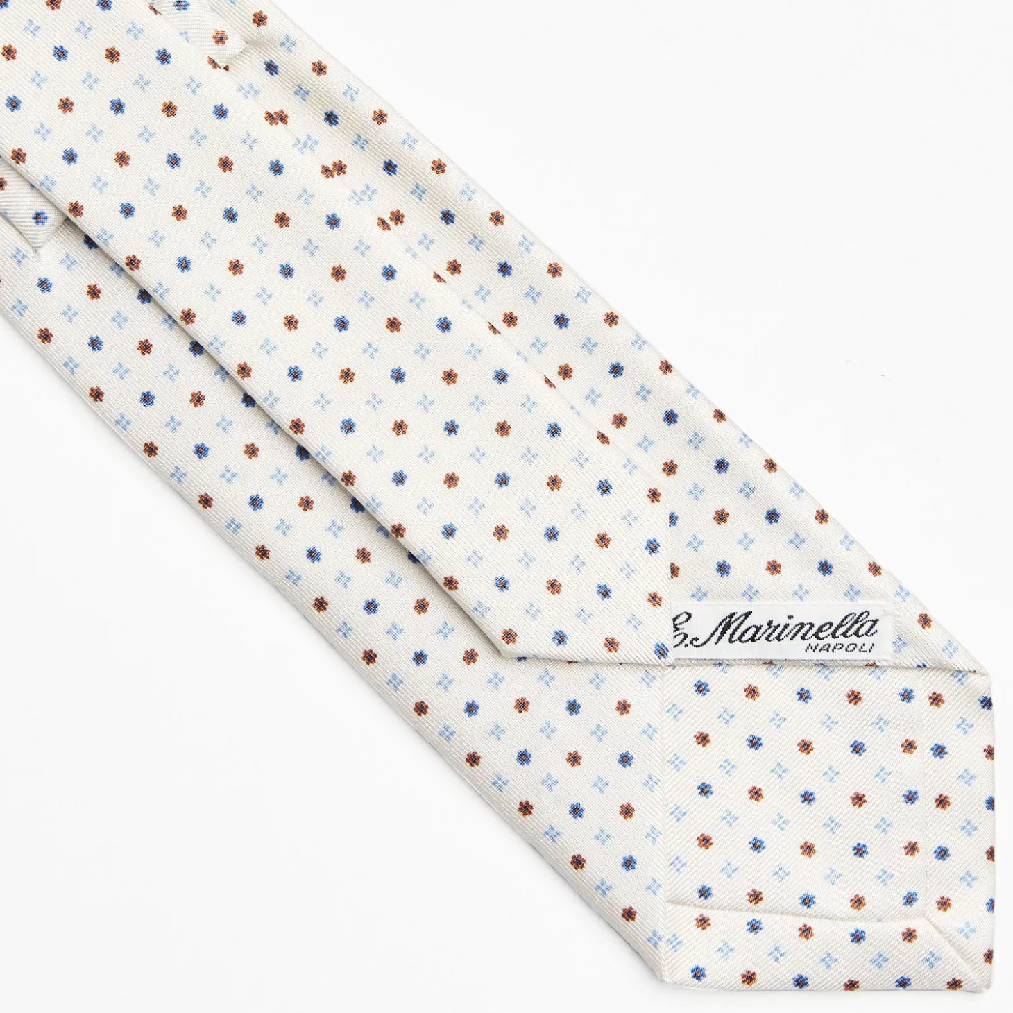 White Sartorial Classic Silk Tie - Small Flower Pattern