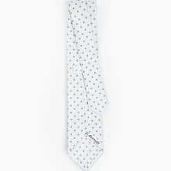 White Sartorial Classic Silk Tie - Small Flower Pattern