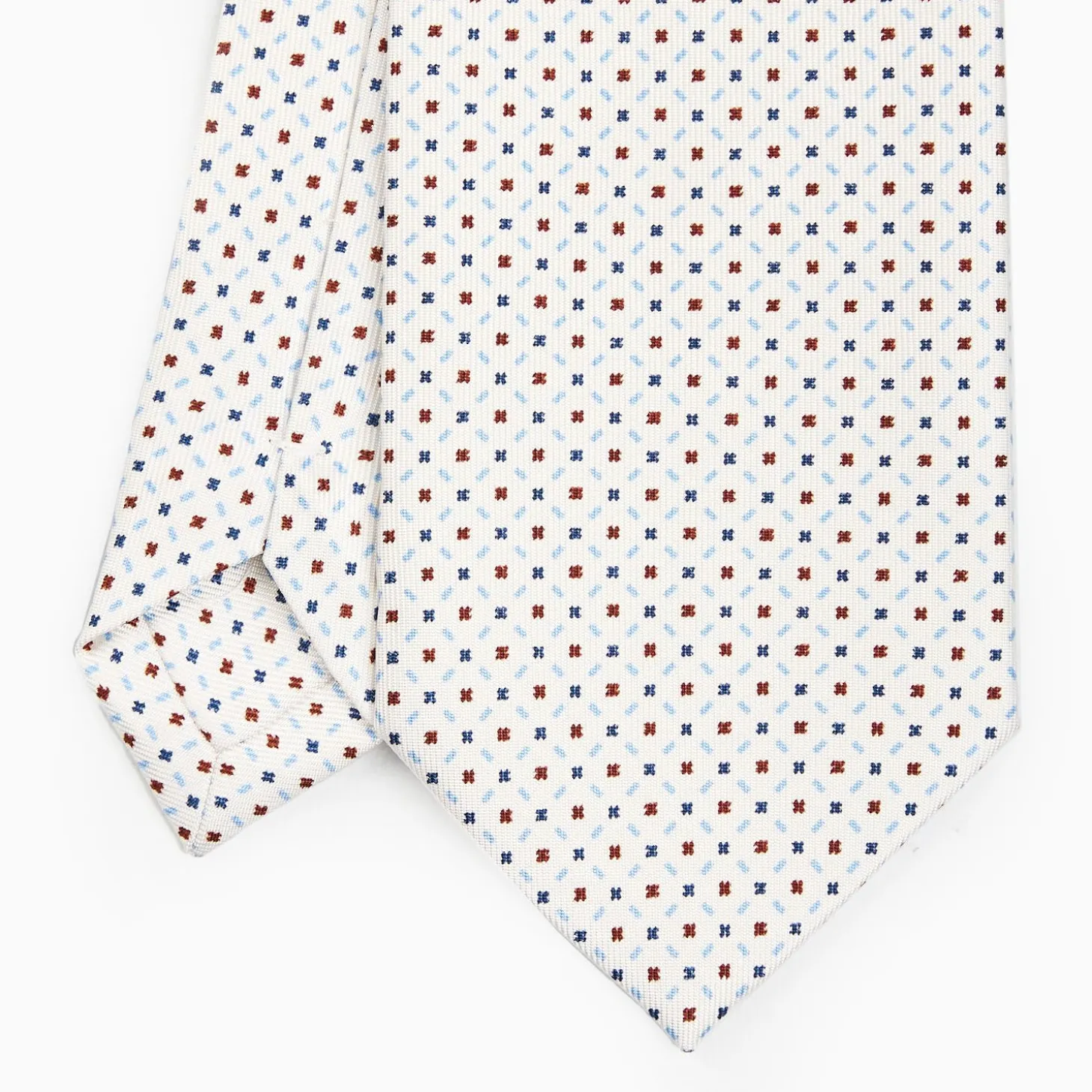 White Sartorial Classic Silk Tie - Small Flower Pattern