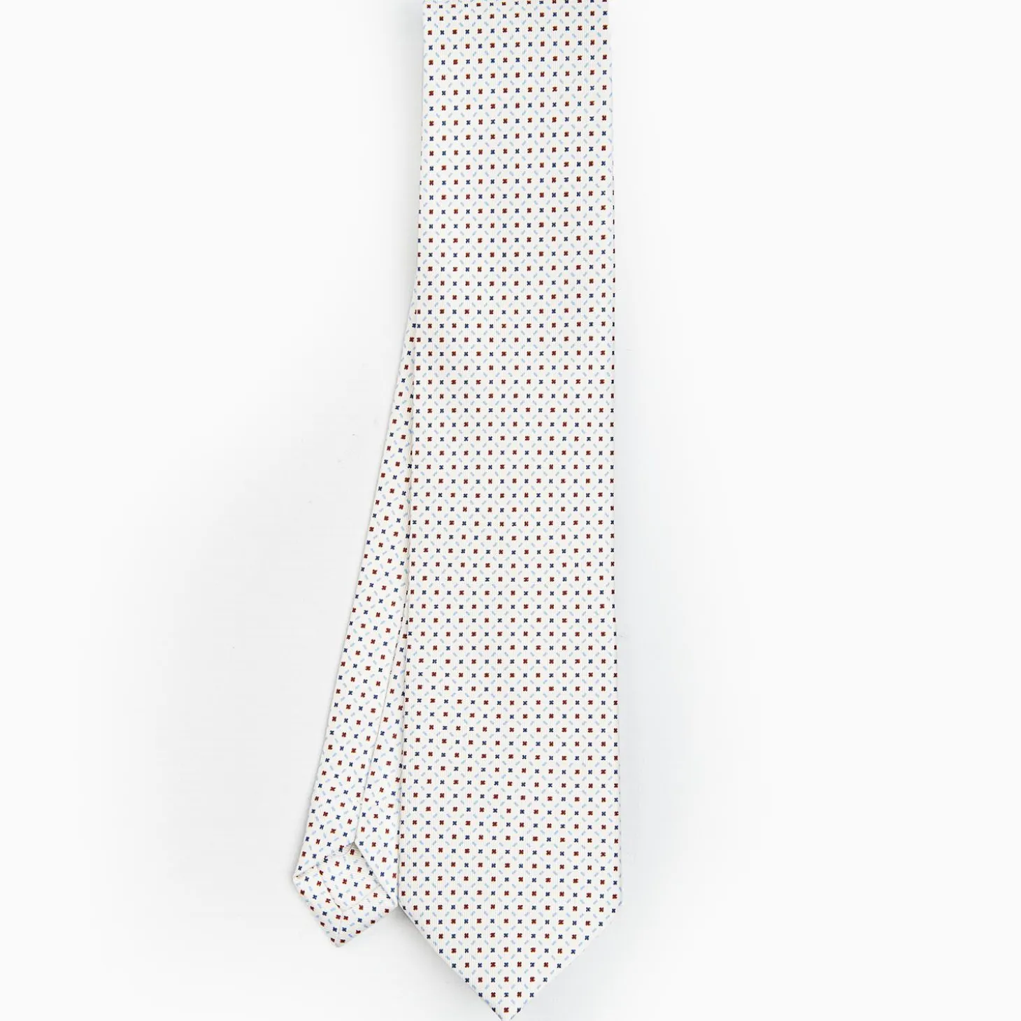 White Sartorial Classic Silk Tie - Small Flower Pattern