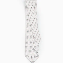White Sartorial Classic Silk Tie - Small Flower Pattern
