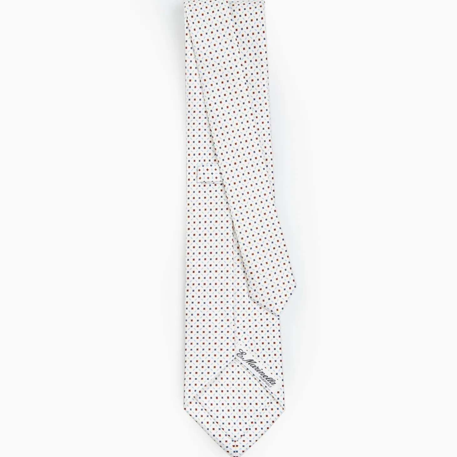 White Sartorial Classic Silk Tie - Small Flower Pattern