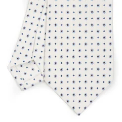 White Sartorial Classic Silk Tie - Small Flower Pattern
