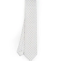 White Sartorial Classic Silk Tie - Small Flower Pattern