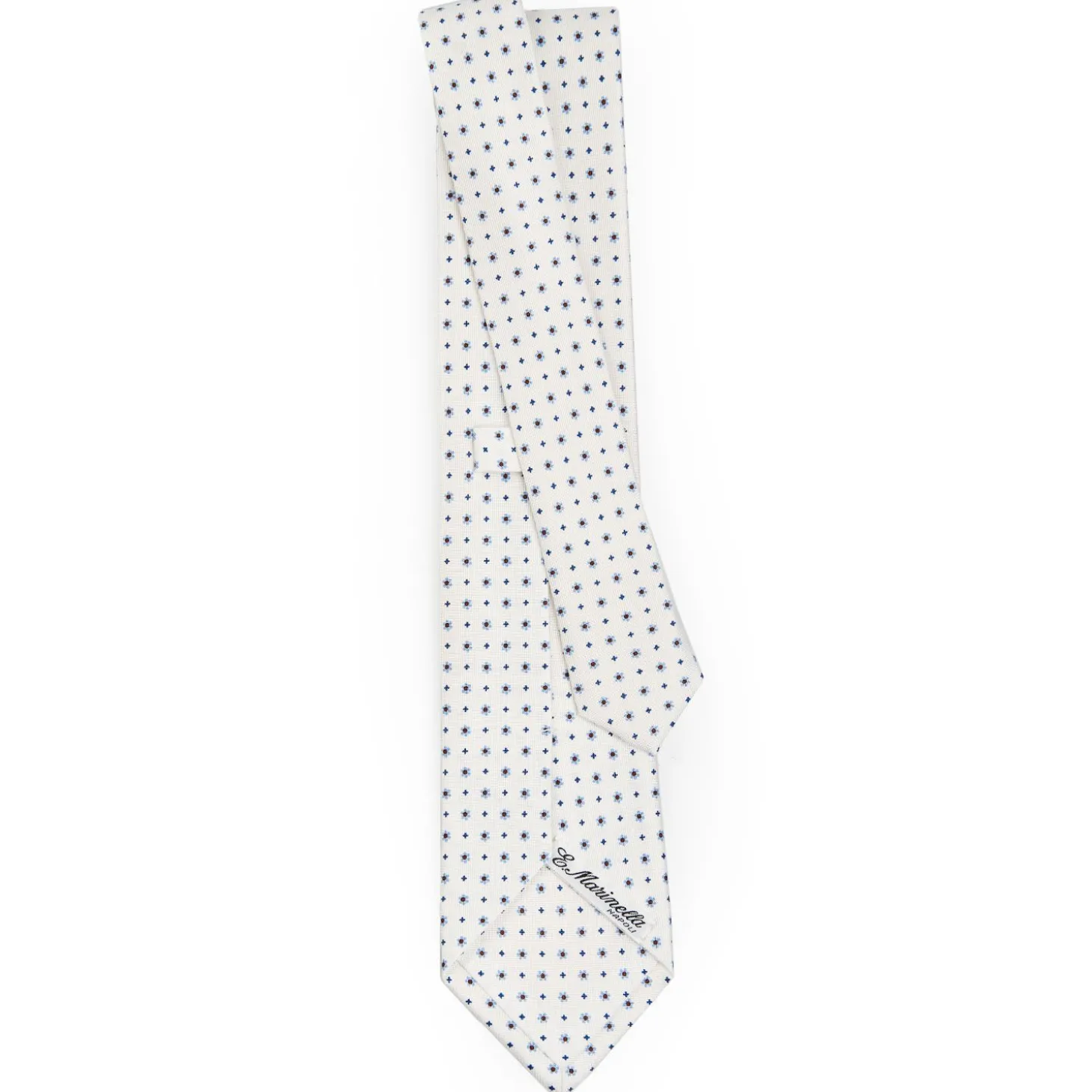White Sartorial Classic Silk Tie - Small Flower Pattern