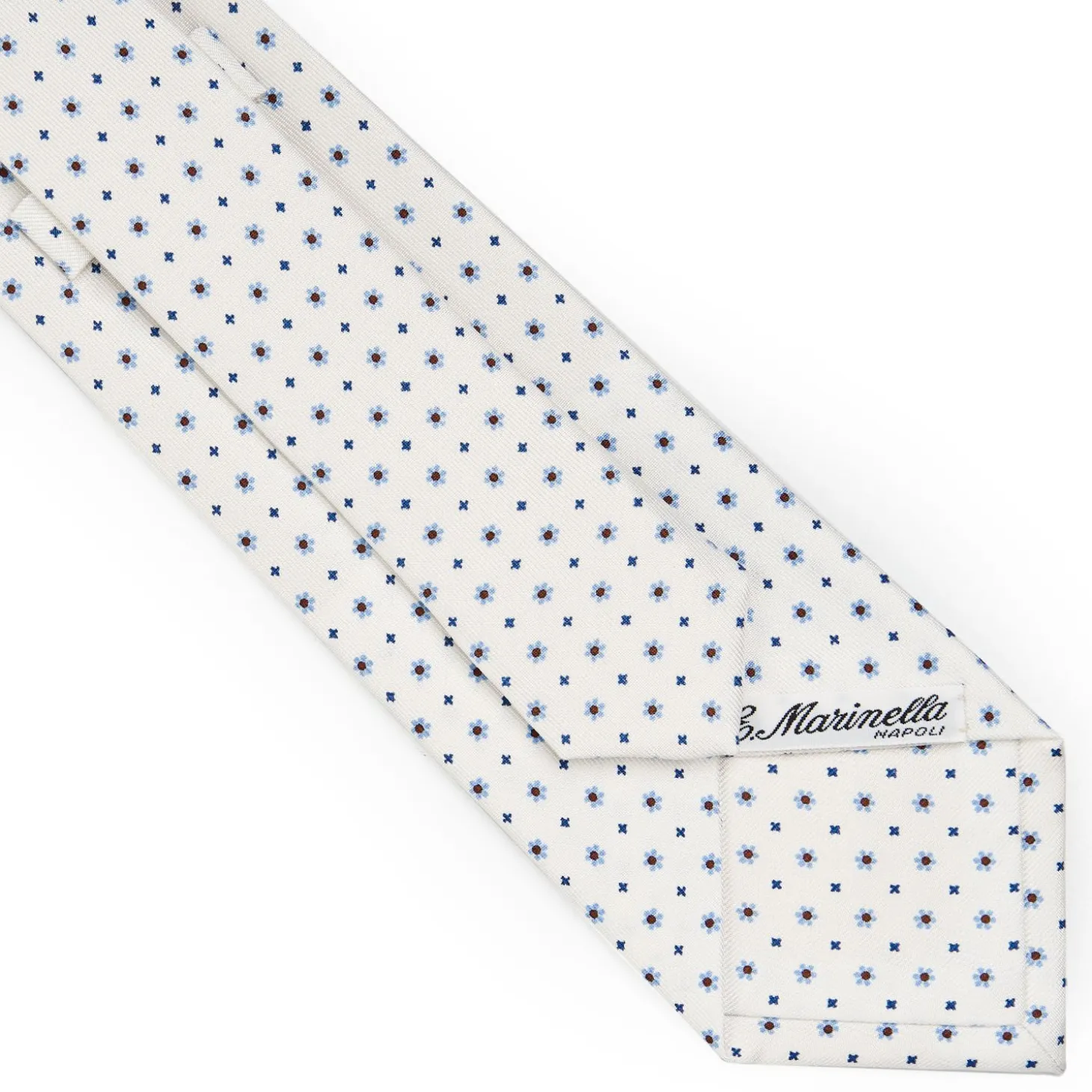 White Sartorial Classic Silk Tie - Small Flower Pattern