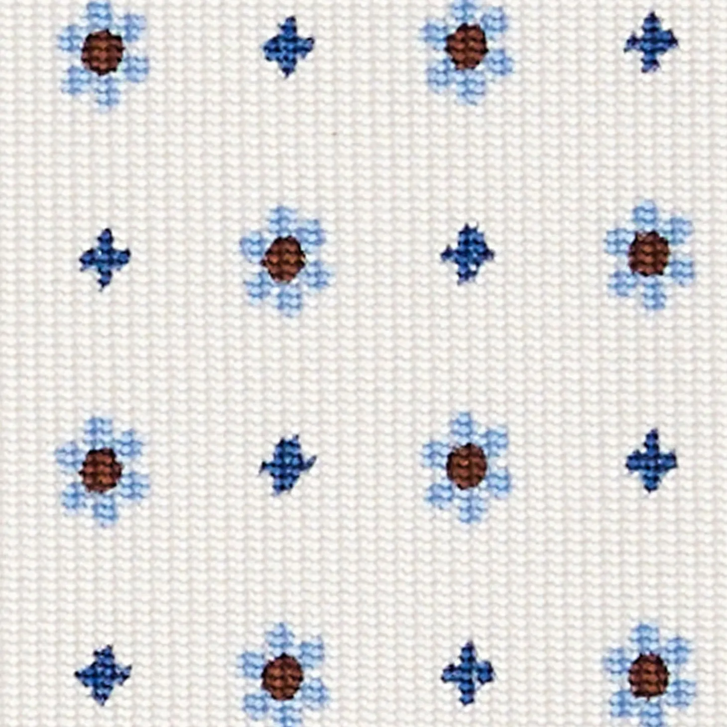 White Sartorial Classic Silk Tie - Small Flower Pattern