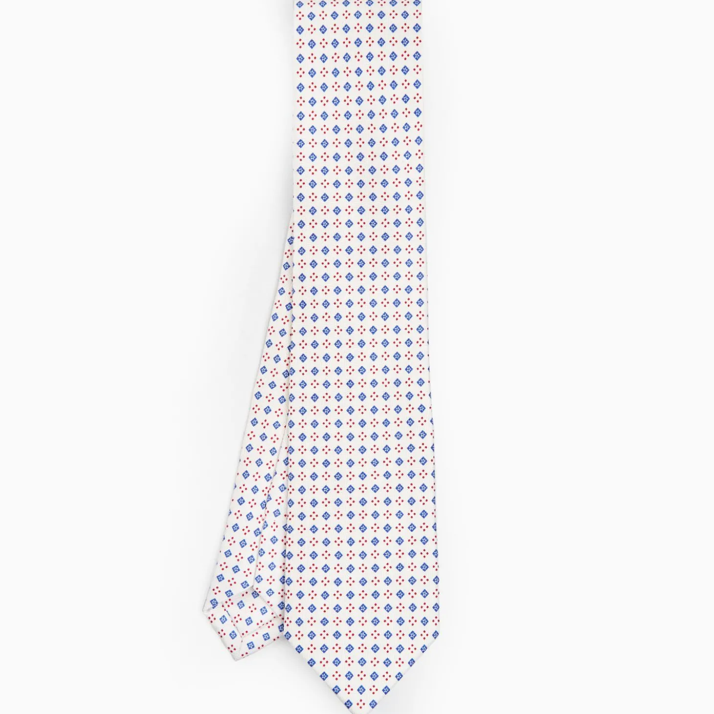 White Sartorial Classic Silk Tie - Small Flower Pattern
