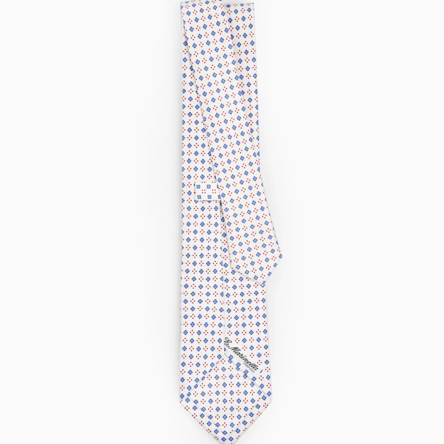 White Sartorial Classic Silk Tie - Small Flower Pattern