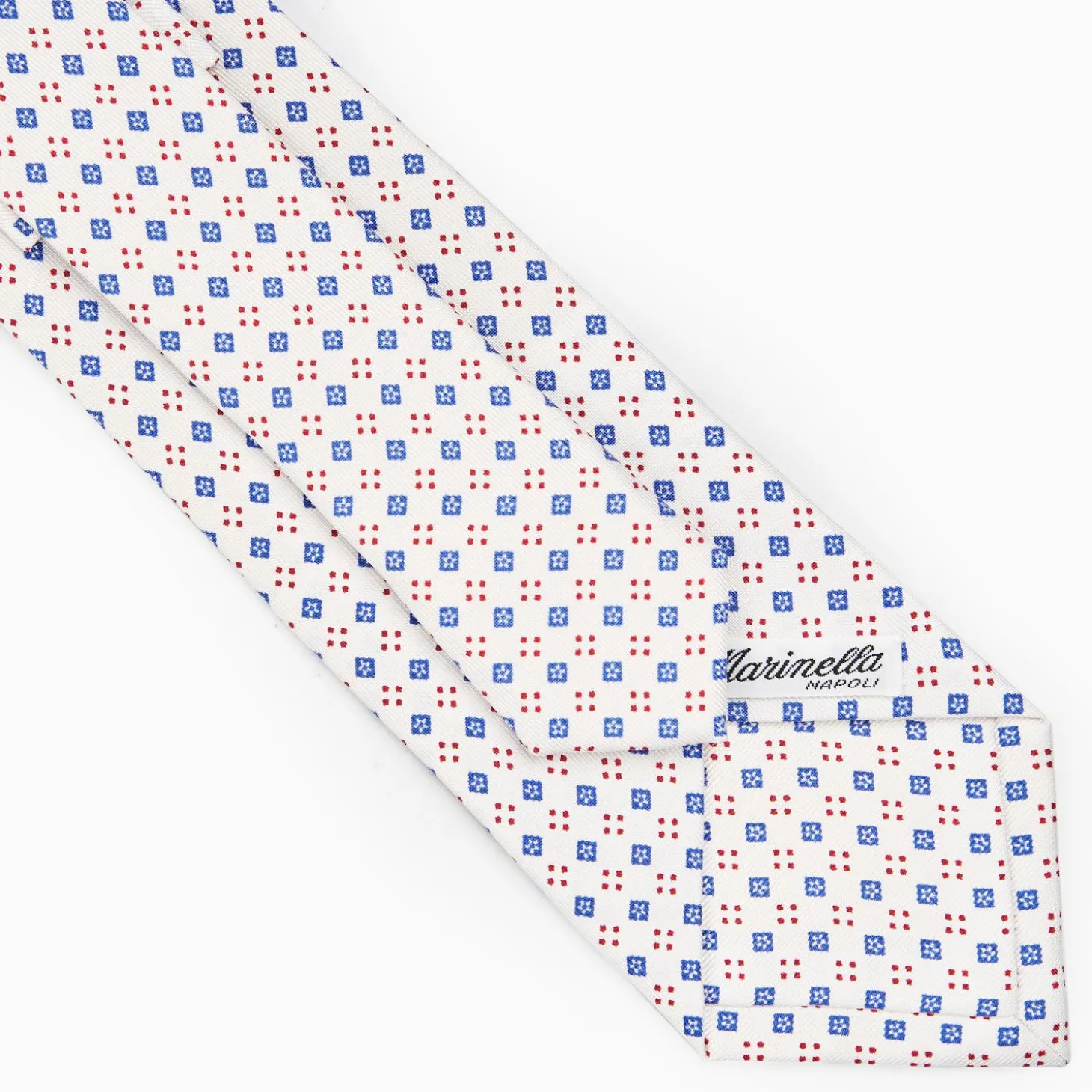 White Sartorial Classic Silk Tie - Small Flower Pattern