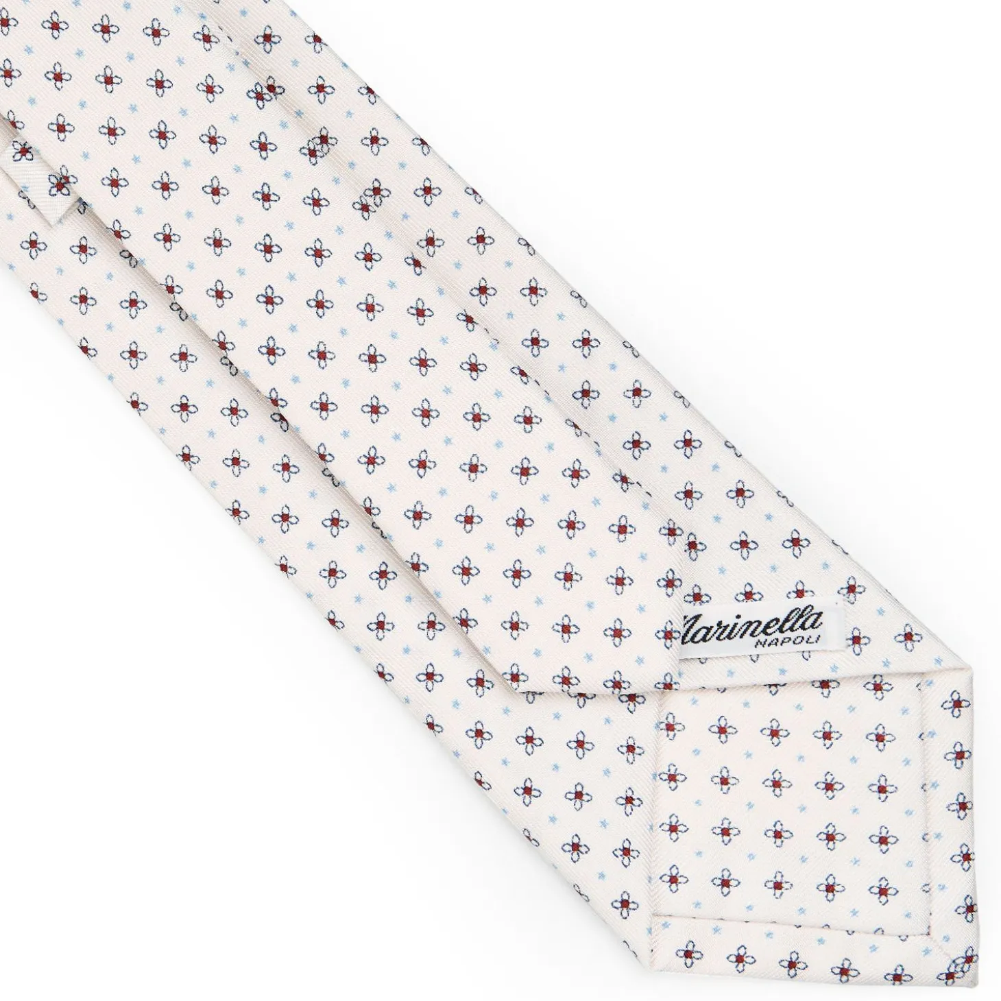 White Sartorial Classic Silk Tie - Small Flower Pattern