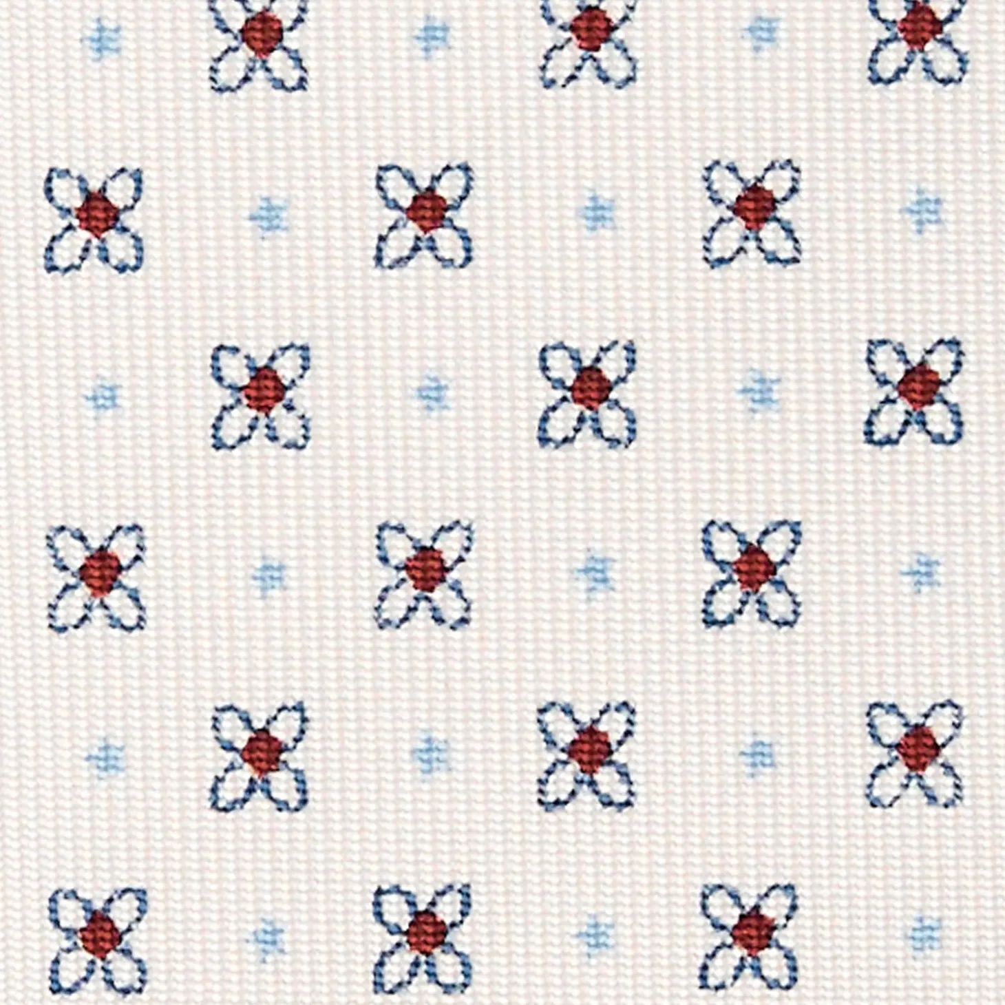 White Sartorial Classic Silk Tie - Small Flower Pattern