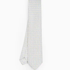 White Sartorial Classic Silk Tie - Small Flower Pattern