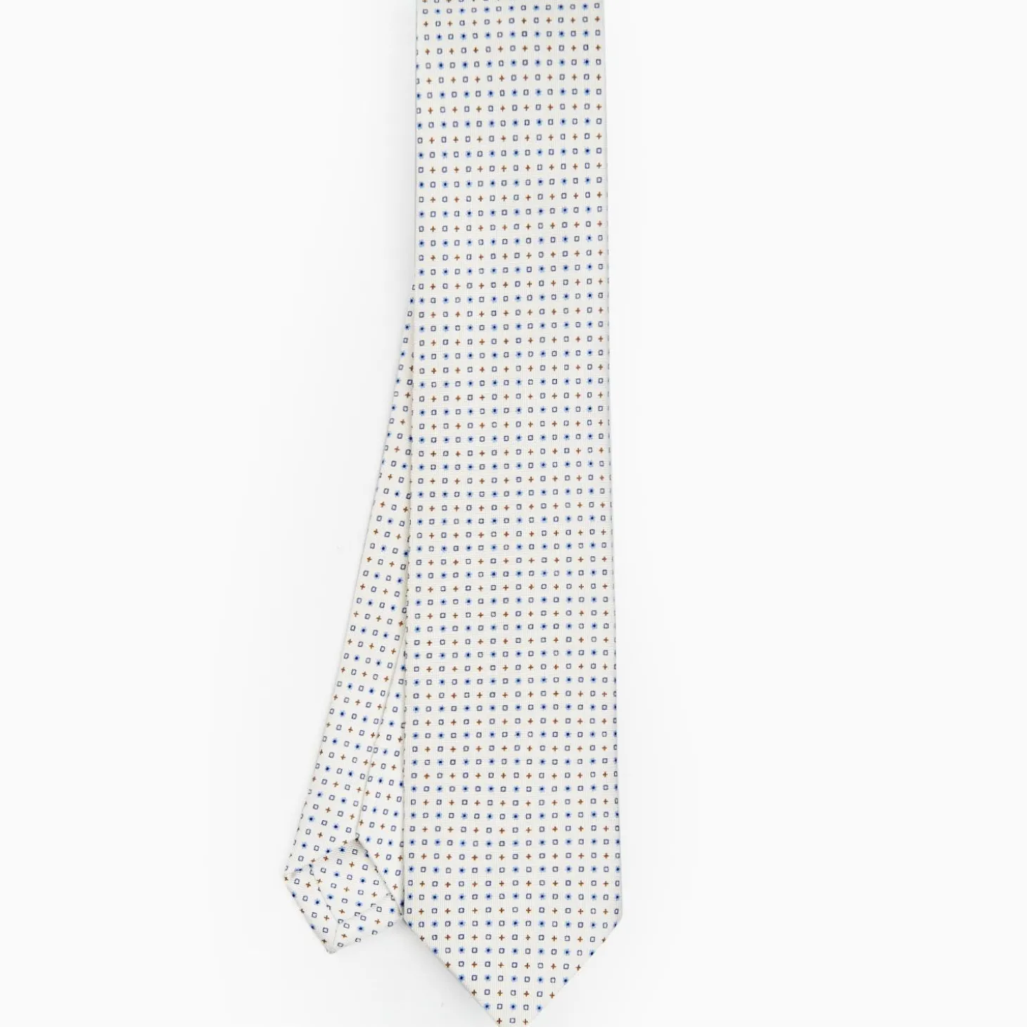 White Sartorial Classic Silk Tie - Small Flower Pattern