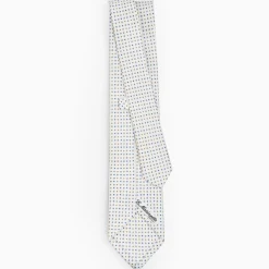 White Sartorial Classic Silk Tie - Small Flower Pattern