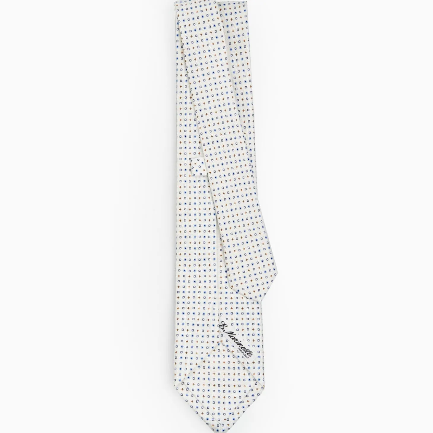 White Sartorial Classic Silk Tie - Small Flower Pattern