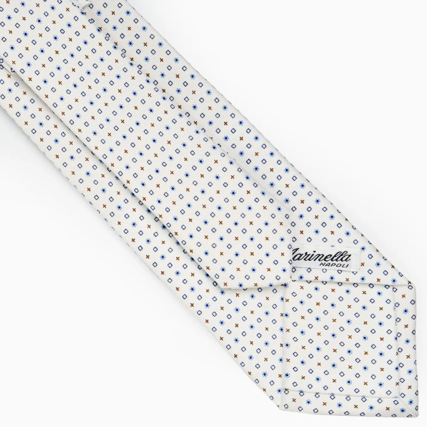 White Sartorial Classic Silk Tie - Small Flower Pattern