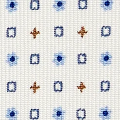 White Sartorial Classic Silk Tie - Small Flower Pattern
