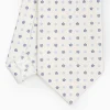 White Sartorial Classic Silk Tie - Small Flower Pattern