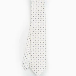 White Sartorial Classic Silk Tie - Small Flower Pattern