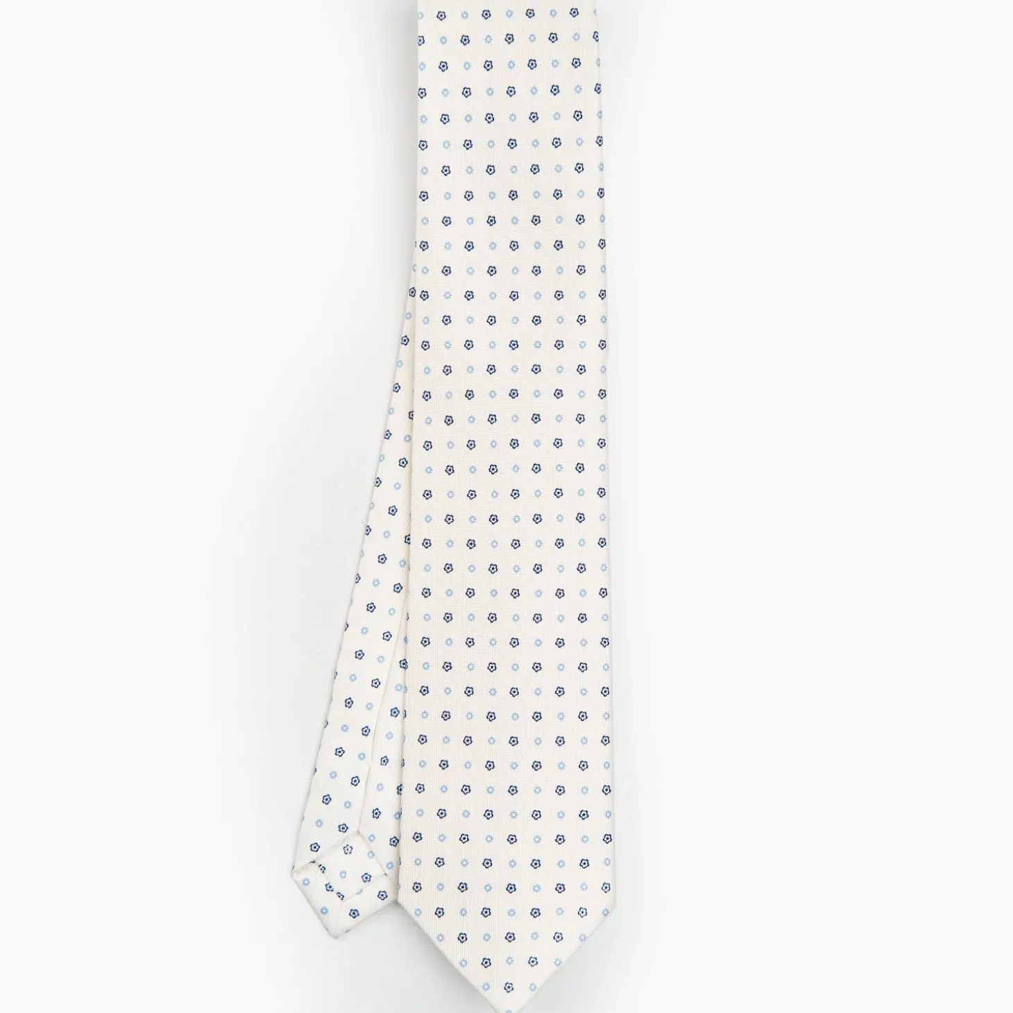 White Sartorial Classic Silk Tie - Small Flower Pattern