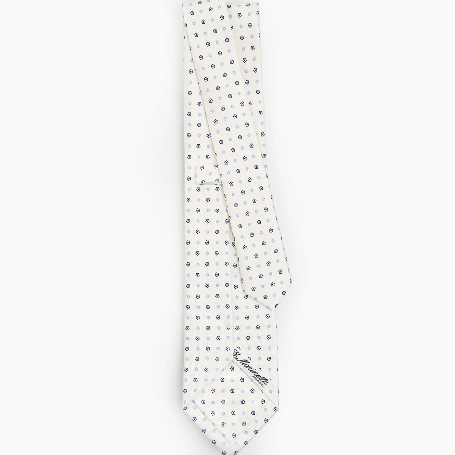 White Sartorial Classic Silk Tie - Small Flower Pattern