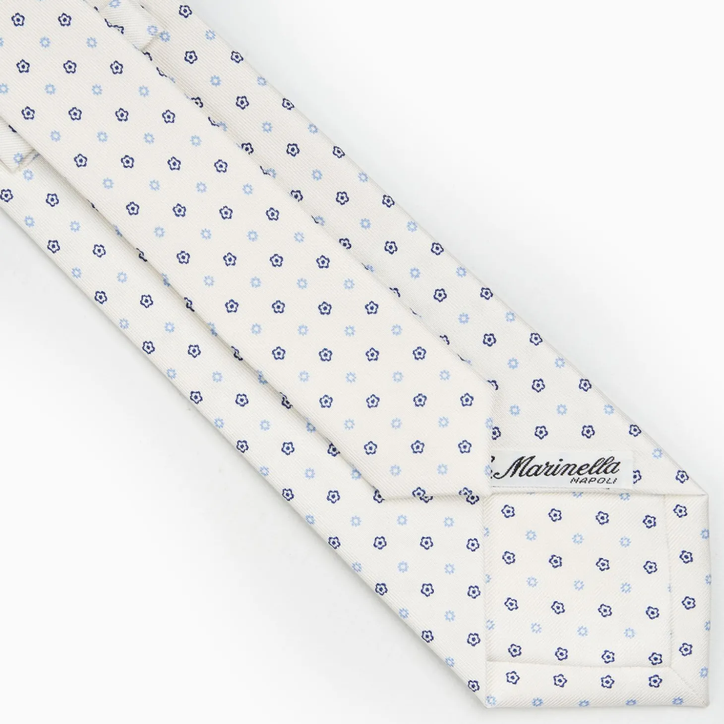 White Sartorial Classic Silk Tie - Small Flower Pattern