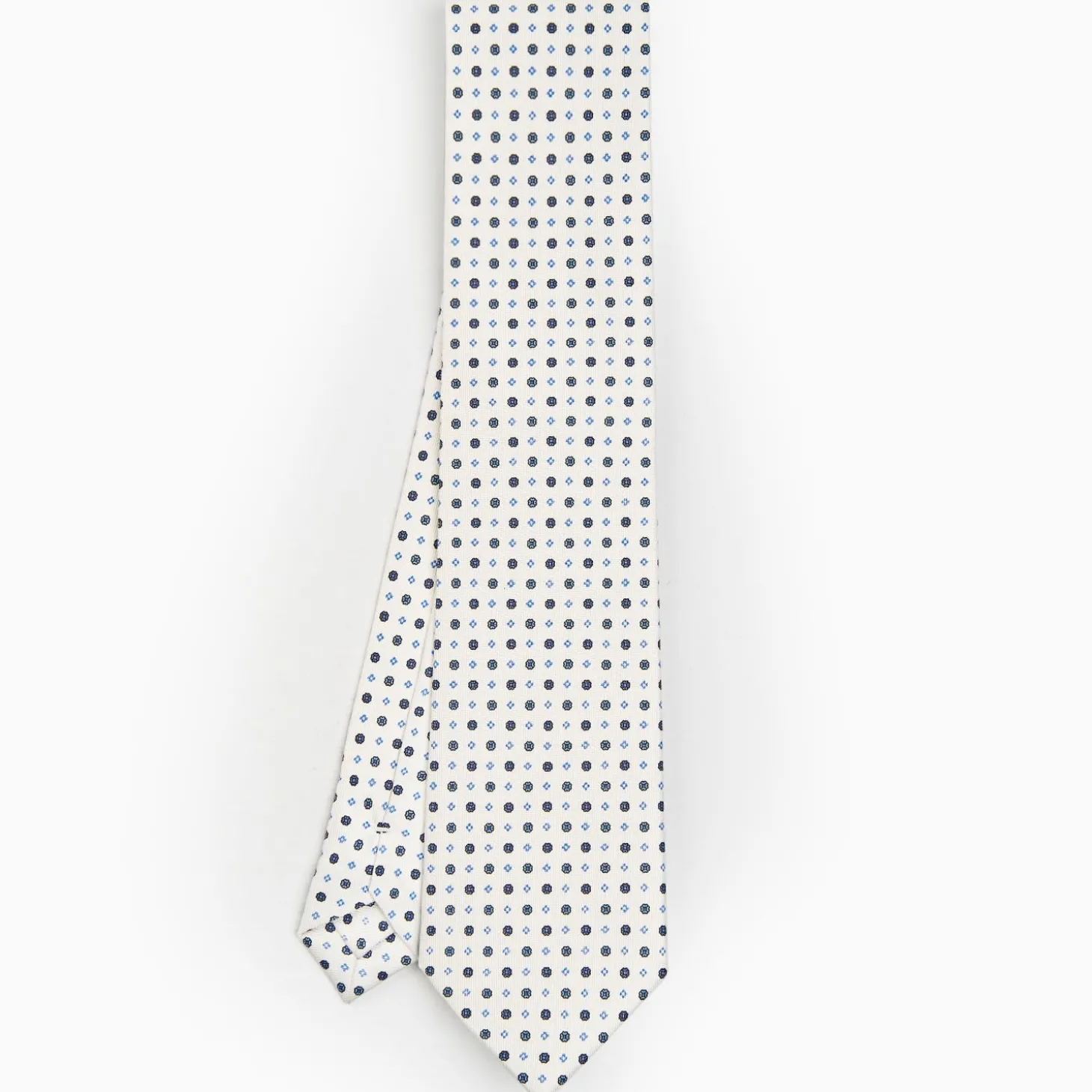 White Sartorial Classic Silk Tie - Small Flower Pattern
