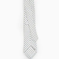 White Sartorial Classic Silk Tie - Small Flower Pattern