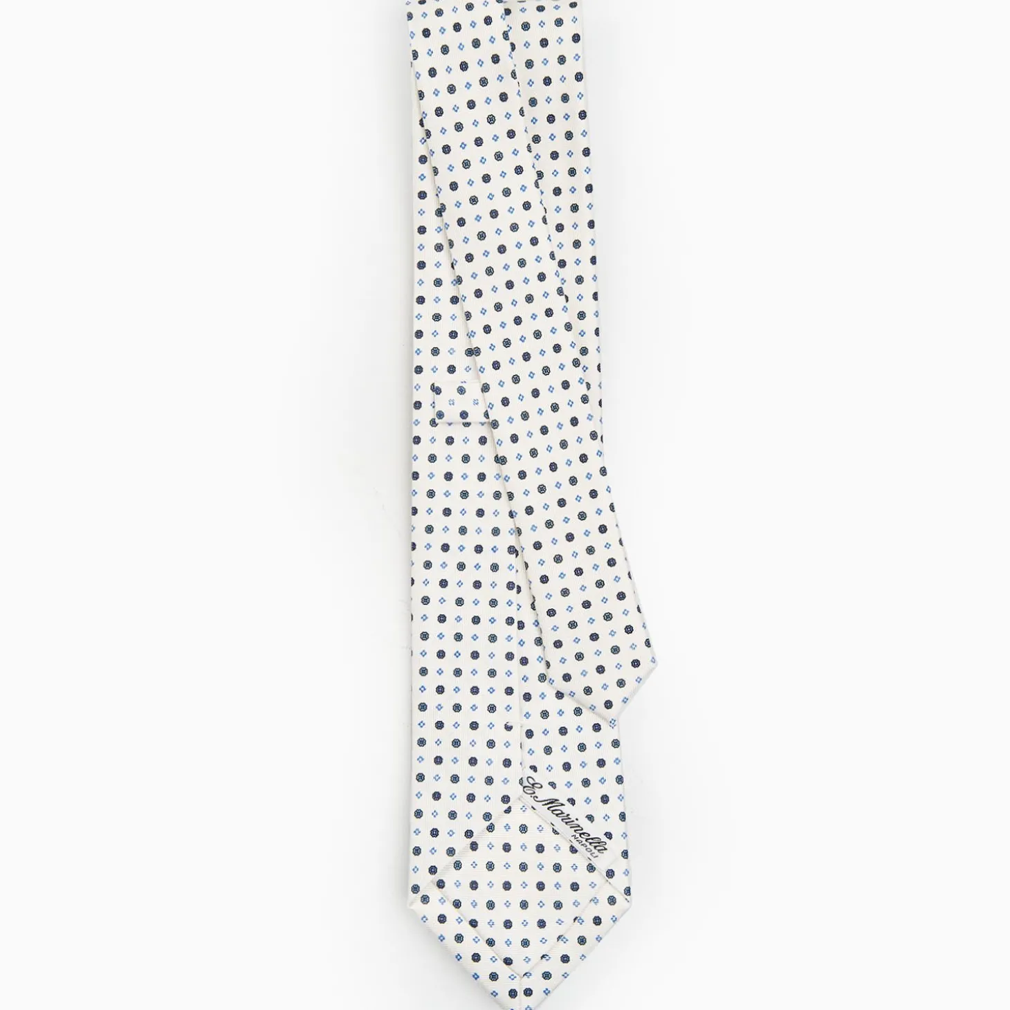 White Sartorial Classic Silk Tie - Small Flower Pattern