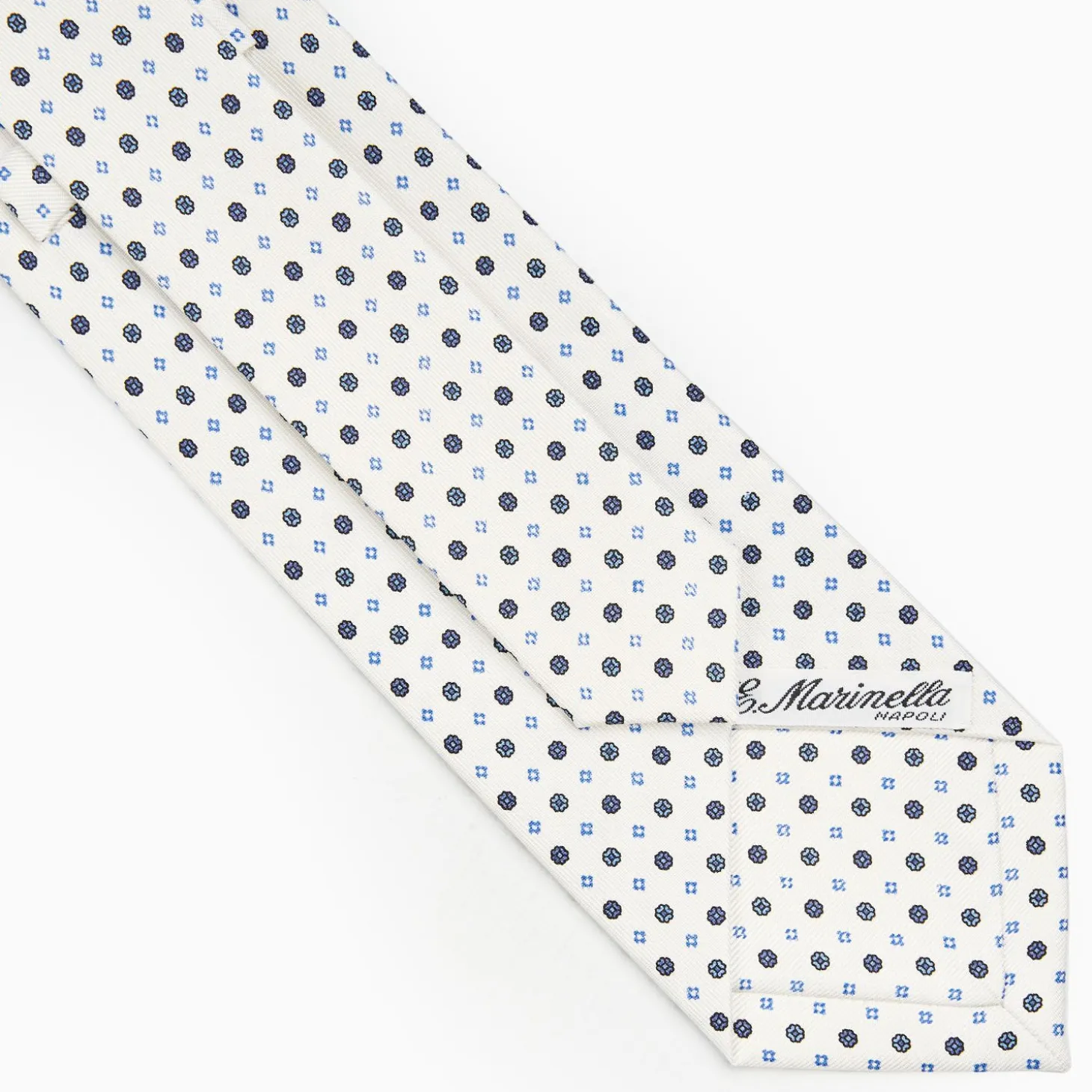 White Sartorial Classic Silk Tie - Small Flower Pattern