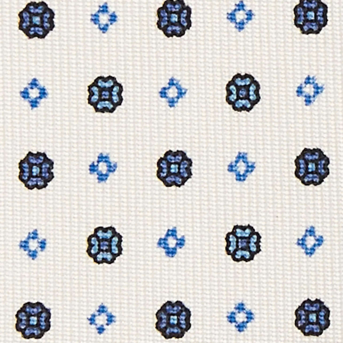 White Sartorial Classic Silk Tie - Small Flower Pattern